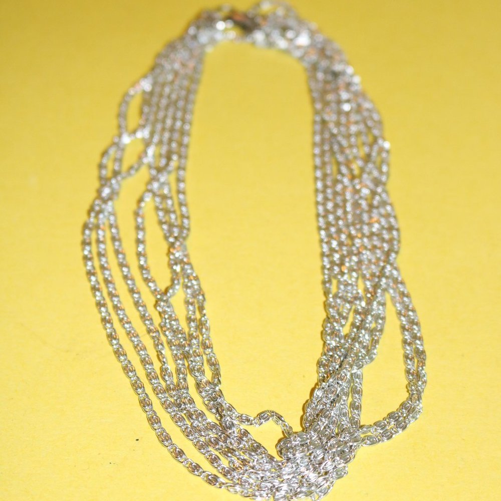 Vintage Sarah Coventry Multi-strand Silver tone Chain Necklace